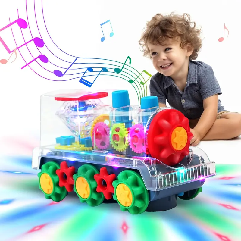 The Revolving Train Rotates 360 Degrees Has Aa Transparent Design With Moving Gears   With Attractive Music & Lights (YJ388-7)
